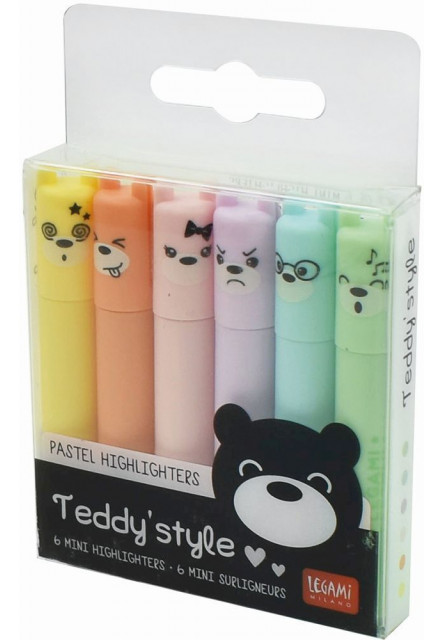Súprava zvýrazňovačov Legami Teddy' S Style - Set Of 6 Mini Pastel Highlighters