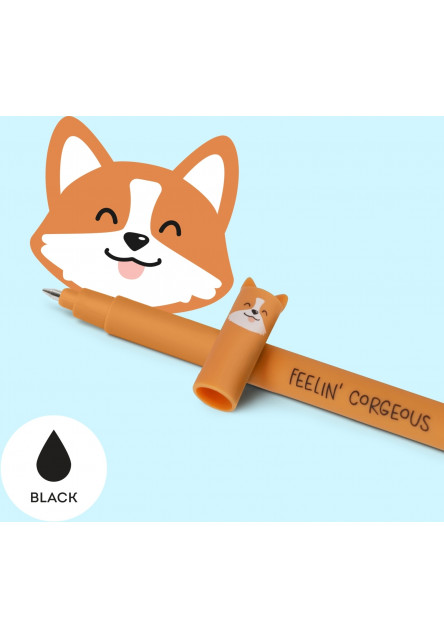 Gumovacie pero Legami Erasable Gel Pen - Erasable Pen - Corgi - Black Ink