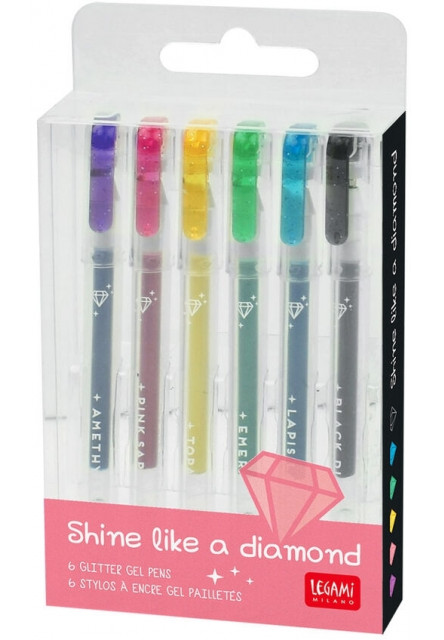 Set gélových pier Legami Shine Like A Diamond - Set Of 6 Glitter Mini Gel Pen