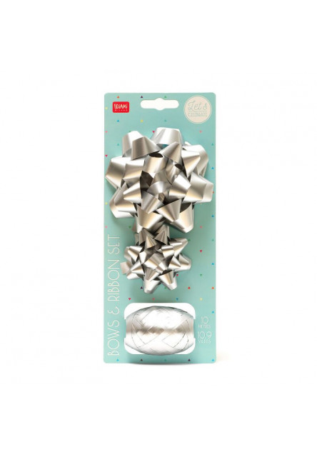Súprava mašlí a stuh Legami Bows And Ribbon Set - Silver