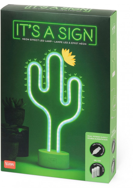 Ľad lampička Legami It'S A Sign - Neon Effect Led Lamp - Cactus