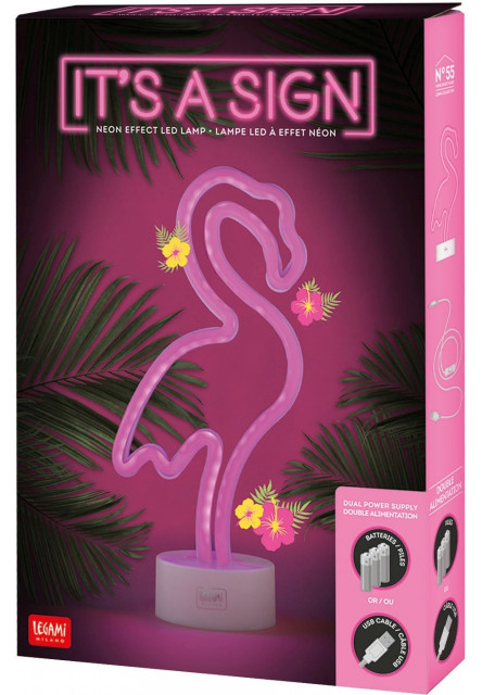 Ľad lampička Legami It'S A Sign - Neon Effect Led Lamp - Flamingo
