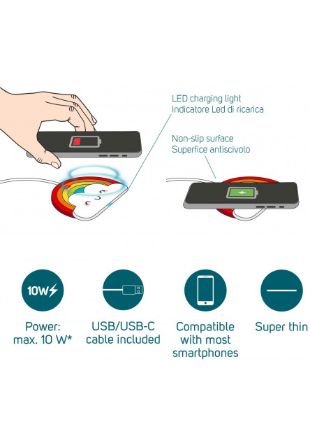 Bezdrôtová nabíjačka Legami Super Fast - Wireless Charger - Rainbow