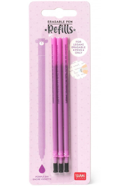 Set náplní do gumovateľných pier Legami Refill Erasable Pen - Purple - Pack 3 pcs