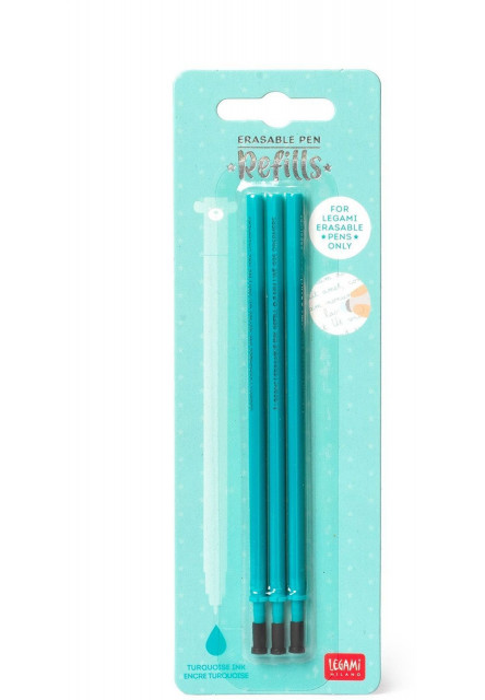 Set náplní do gumovateľných pier Legami Refill Erasable Pen - Turquoise - Pack 3 pcs