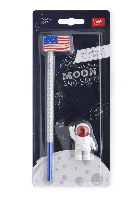 Súprava ceruzka + 2 gumy Legami To The Moon And Back - Stationery Set