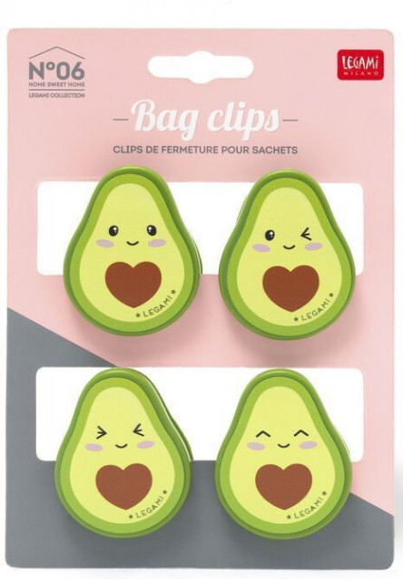 Súprava štipcov na vrecká Legami Set Of 4 Bag Clips - Bag Clips - Avocado