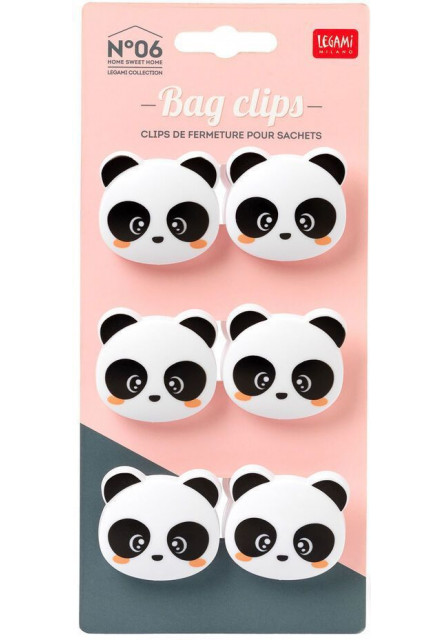 Súprava štipcov na vrecká Legami Set Of 6 Bag Clips - Bag Clips - Panda