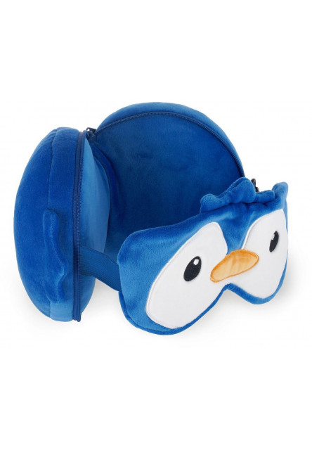 Cestovný vankúšik s maskou na spanie Legami Travel Pillow With Sleep Mask - My Travel Buddy - Penguin