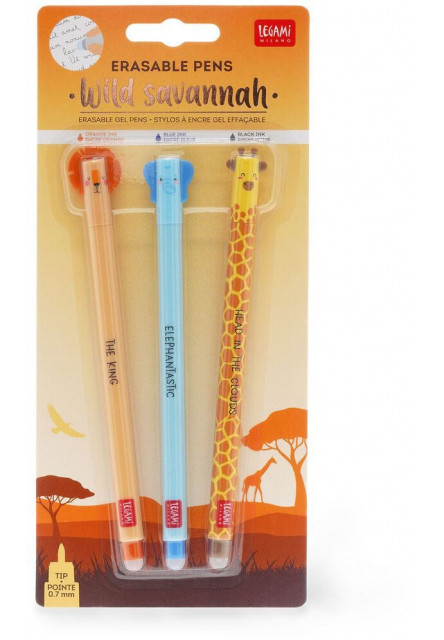 Set gumovacích pier Set Of 3 Erasable Pens Legami - Savana