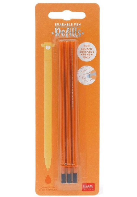 Set náplní do gumovateľných pier Legami Refill Erasable Pen - Orange - Pack 3 Pcs