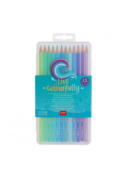 Set pastelek Legami Set Of 12 Colouring Pencils - Live Colourfully - Cyan