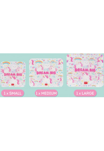 Znovupoužiteľné vrecká na potraviny Legami Snack Bags - Set Of 3 Reusable Food Pouches - Unicorn