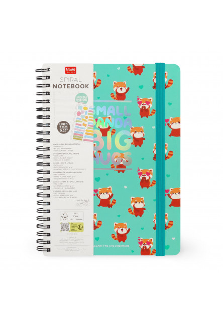 Poznámkový blok Legami Spiral-Bound Notebook - Spiral Notebook - Large Lined - Red Panda