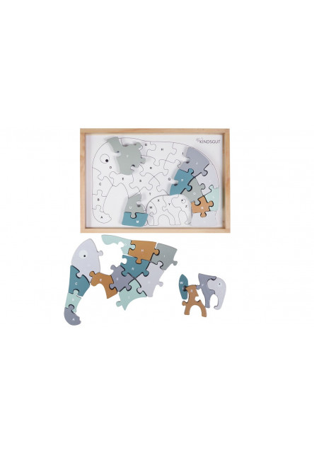 Drevené puzzle s číslami slon