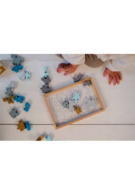 Drevené puzzle s číslami slon