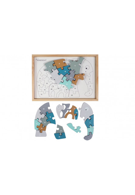 Drevené puzzle s číslami slon