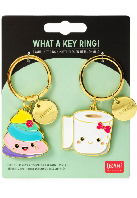 Kľúčenka Legami Set Of 2 Enamel Key Rings - What A Key Ring! - Poo