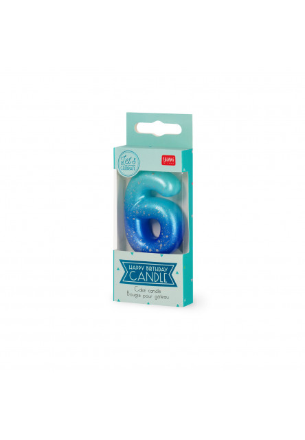 Narodeninová sviečka na tortu Legami Cake Candle - Happy Birthday Candle - Blue - 6