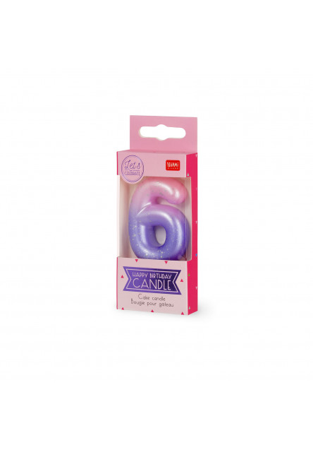 Narodeninová sviečka na tortu Legami Cake Candle - Happy Birthday Candle - Pink - 6