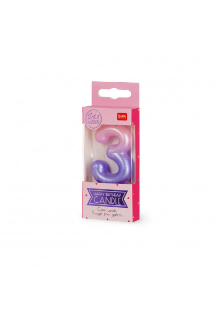 Narodeninová sviečka na tortu Legami Cake Candle - Happy Birthday Candle - Pink - 3