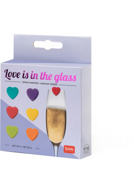 Značítka na skleničky Legami Set Of 6 Drink Markers - Love Is In The Glass