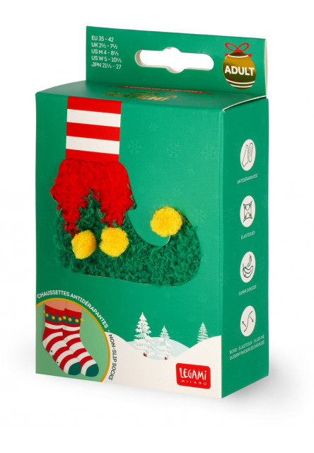 Protišmykové ponožky Legami Non-Slip Socks - It's A Match! - Elf- Adult