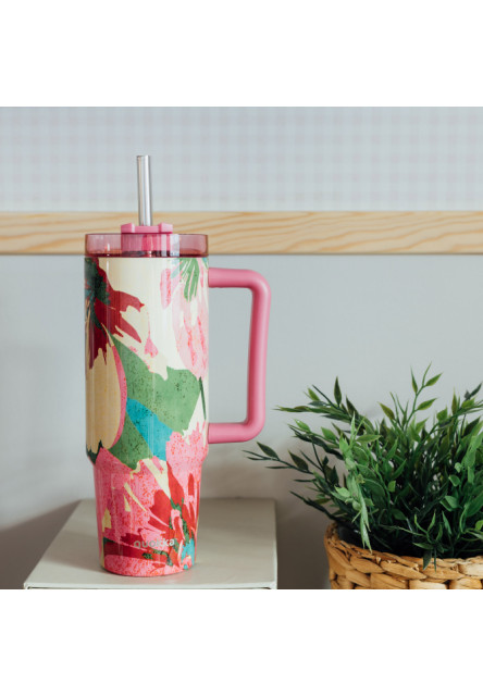 Nerezový termohrnček so slamkou Stream Pink Flambe 950 ml