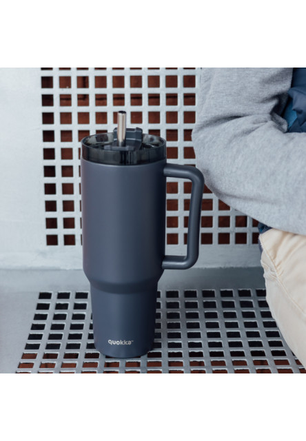 Nerezový termohrnček so slamkou Stream Black 1200 ml