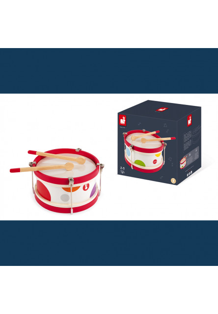 Drevený bubon pre deti Confetti od 2 rokov na zavesenie na krk