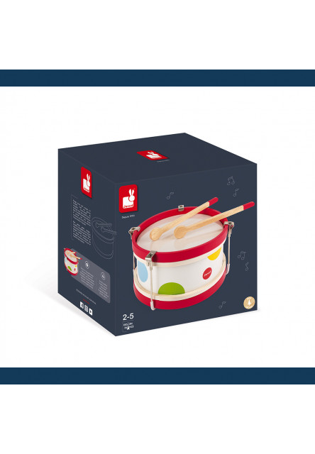 Drevený bubon pre deti Confetti od 2 rokov na zavesenie na krk