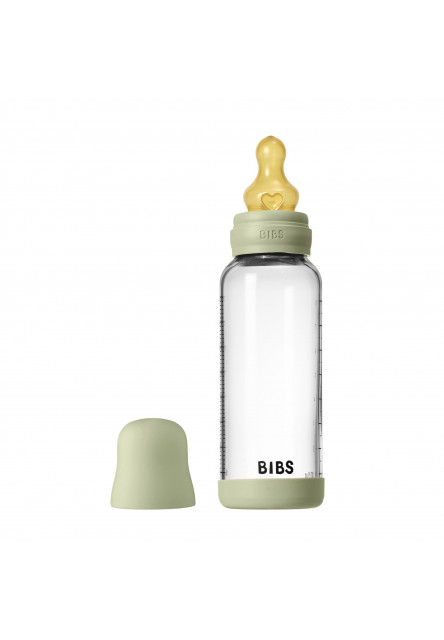 Antikoliková sklenená fľaša s kaučukovým cumlíkom 240ml (Sage)