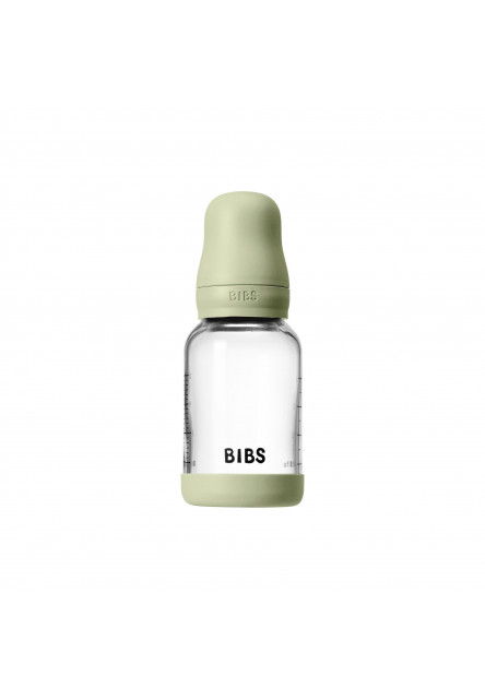 Antikoliková sklenená fľaša so silikónovým cumlíkom 120ml (Ivory)