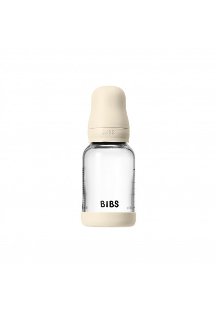 Antikoliková sklenená fľaša so silikónovým cumlíkom 120ml (Ivory)