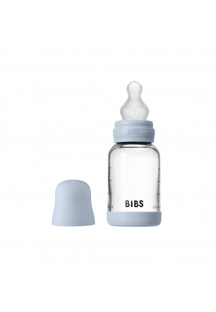 Antikoliková sklenená fľaša so silikónovým cumlíkom 120ml (Ivory)