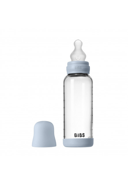 Antikoliková sklenená fľaša so silikónovým cumlíkom 240ml (Sage)