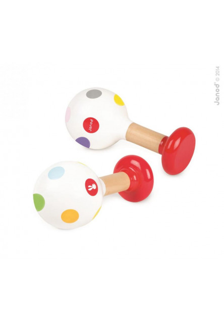 Detské drevené rumbagule pre deti Confetti Maracas 1 ks od 1 roka Janod