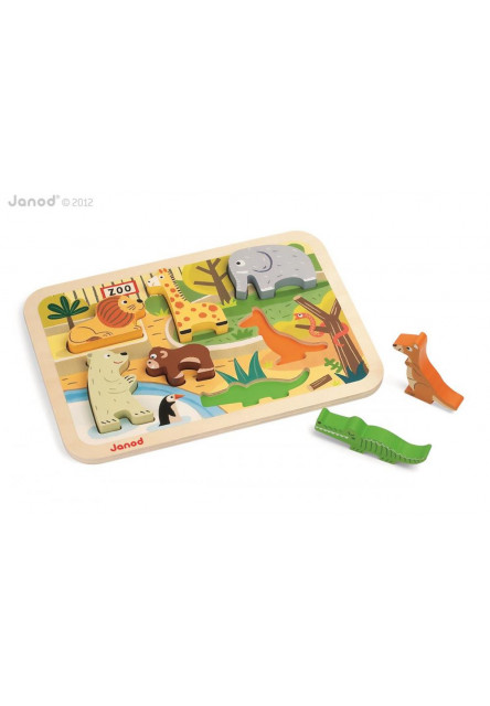 Drevené vkladacie puzzle pre najmenších ZOO Chunky od 1 roka 7 dielov