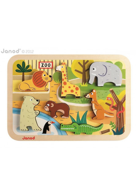 Drevené vkladacie puzzle pre najmenších ZOO Chunky od 1 roka 7 dielov