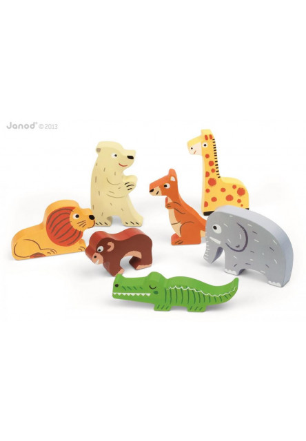 Drevené vkladacie puzzle pre najmenších ZOO Chunky od 1 roka 7 dielov