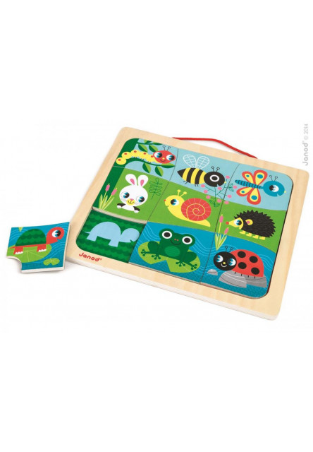 Drevené vkladacie magnetické puzzle s tieňmi Zvieratká v záhrade 