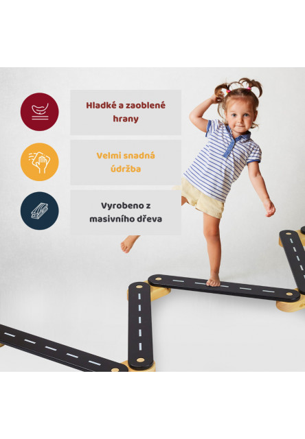 Detská senzomotorická Montessori kladina, čierna, 4ks