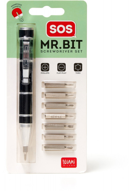Vreckový skrutkovač Legami Sos Mr. Bit - Pocket Screwdriver - Black