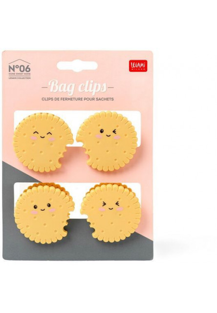 Súprava štipcov na vrecká Legami Set Of 4 Bag Clips - Bag Clips - Cookie