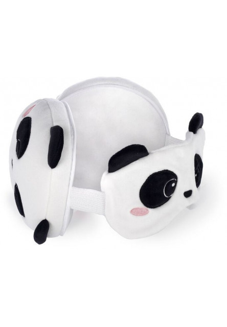 Cestovný vankúšik s maskou na spanie Legami Travel Pillow With Sleep Mask - My Travel Buddy - Panda