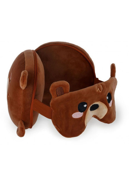 Cestovný vankúšik s maskou na spanie Legami Travel Pillow With Sleep Mask - My Travel Buddy - Teddy Bear
