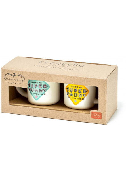 Set hrnčekov Legami 2 Coffee Mugs - Espresso For Two - Super Mummy And Super Daddy