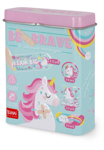 Set náplastí Legami Be Brave - 30 Printed Adhesive Bandages - Unicorn