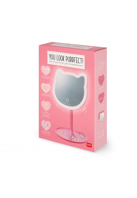 Zrkadlo so svetlom Legami Mirror With Light - You Look Purrfect! - Kitty