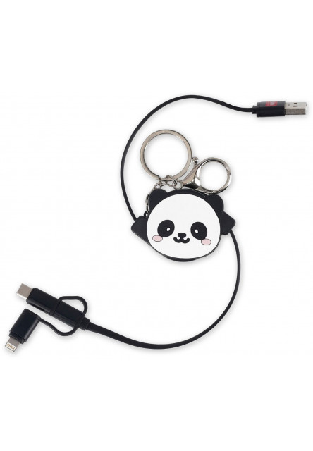Nabíjací kábel 3 v 1 Legami 3-In-1 Retract. Charging Cable - Charge 'N Roll - Panda
